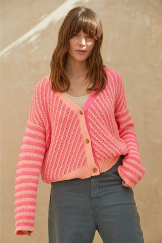 Bright Striped Knit Cardigan