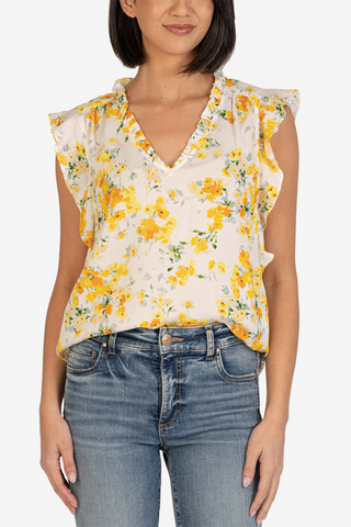 Leda Sleeveless V Neck Blouse