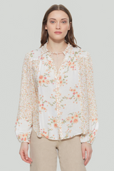 Floral Button Up Blouse With Yoke