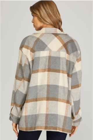 Plaid Button Up Pocket Shacket