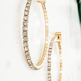 30mm Crystal Wire Hoop Earrings