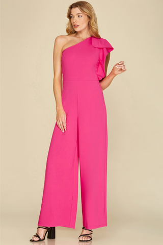 One Shoulder Draped Jumpsuit