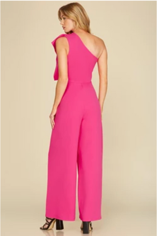 One Shoulder Draped Jumpsuit