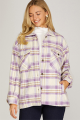Button Front Plaid Shacket