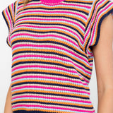 Multi Color Scallop Knit Top