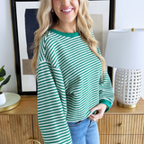 Striped Contrast Trim Sweatshirt
