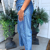 Polka Dot Denim Barrel Pants
