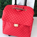 Gold Detail Quilted Roller Tote Bag