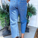 Polka Dot Denim Barrel Pants
