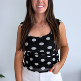 Polka Dot Mesh Square Neck Top