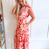 Floral Geometric Tiered Maxi Dress