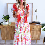 Short Sleeve Floral Patterned Dress