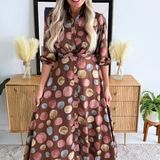 Polka Dot Satin Maxi Shirt Dress