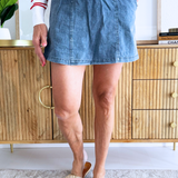 Washed Denim Skort with Slip Pockets