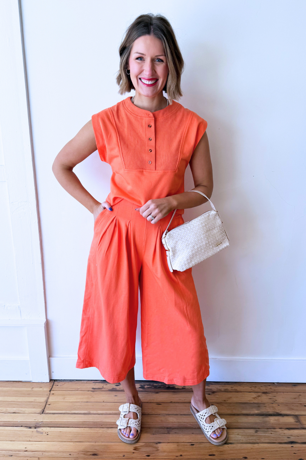 Buttoned Placket Knit Summer Top - The 308 Boutique