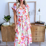 Short Sleeve Floral Patterned Dress