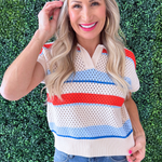 Collared Striped Sweater Top - The 308 Boutique