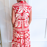 Floral Geometric Tiered Maxi Dress