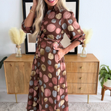 Polka Dot Satin Maxi Shirt Dress