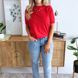 Half Sleeve Crew Neck Top