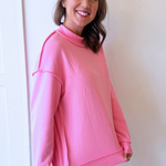 Oversize Drop Shoulder Reversible Mock Neck Sweatshirt - The 308 Boutique