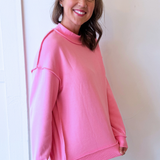 Oversize Drop Shoulder Reversible Mock Neck Sweatshirt - The 308 Boutique