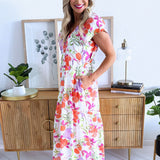 Short Sleeve Floral Patterned Dress