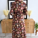 Polka Dot Satin Maxi Shirt Dress