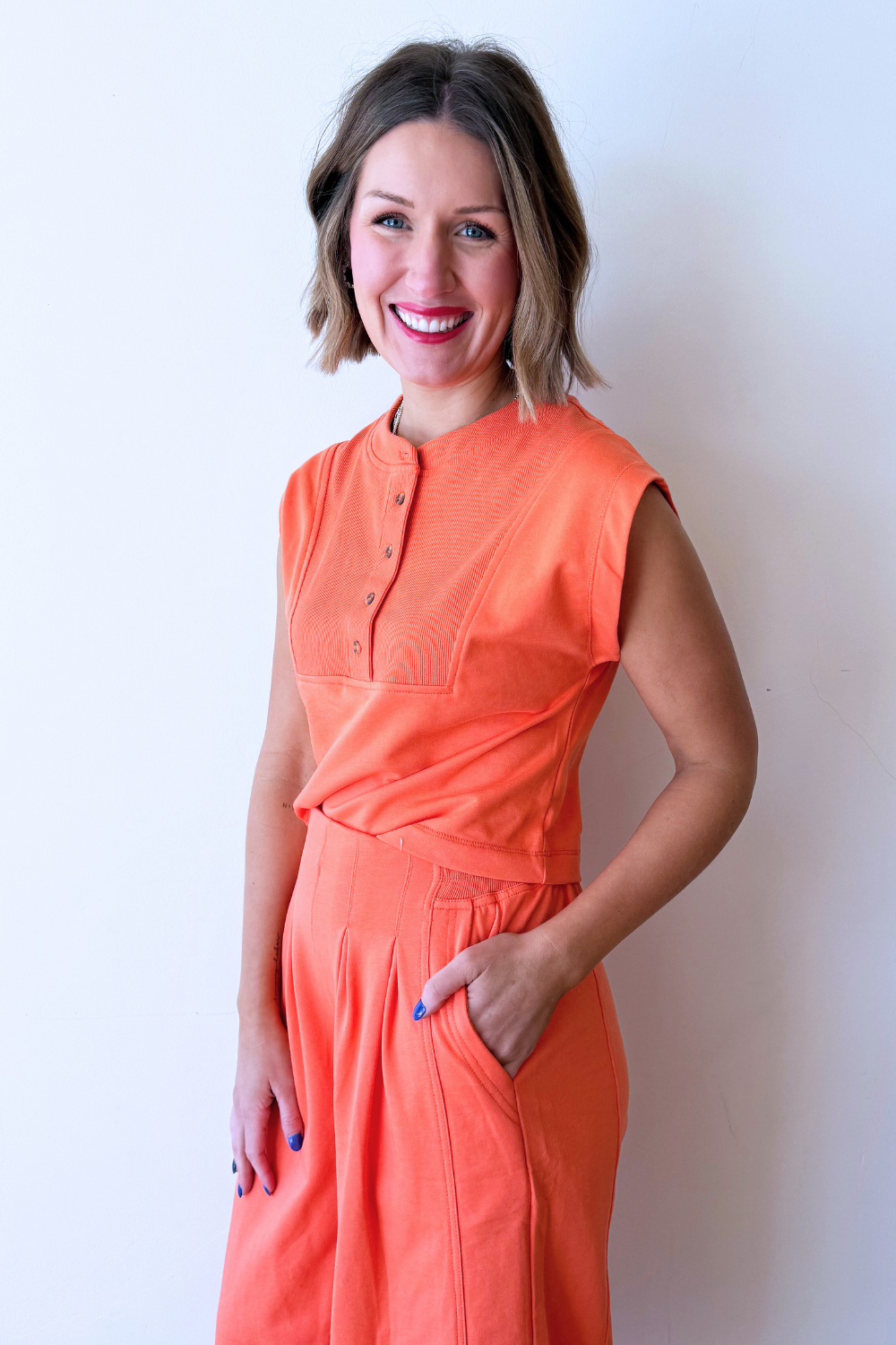 Buttoned Placket Knit Summer Top - The 308 Boutique
