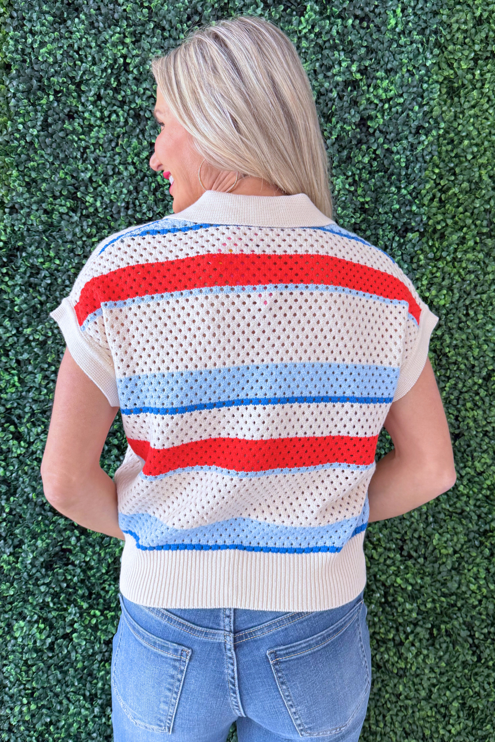 Collared Striped Sweater Top - The 308 Boutique