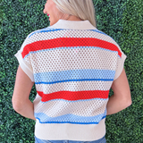 Collared Striped Sweater Top - The 308 Boutique