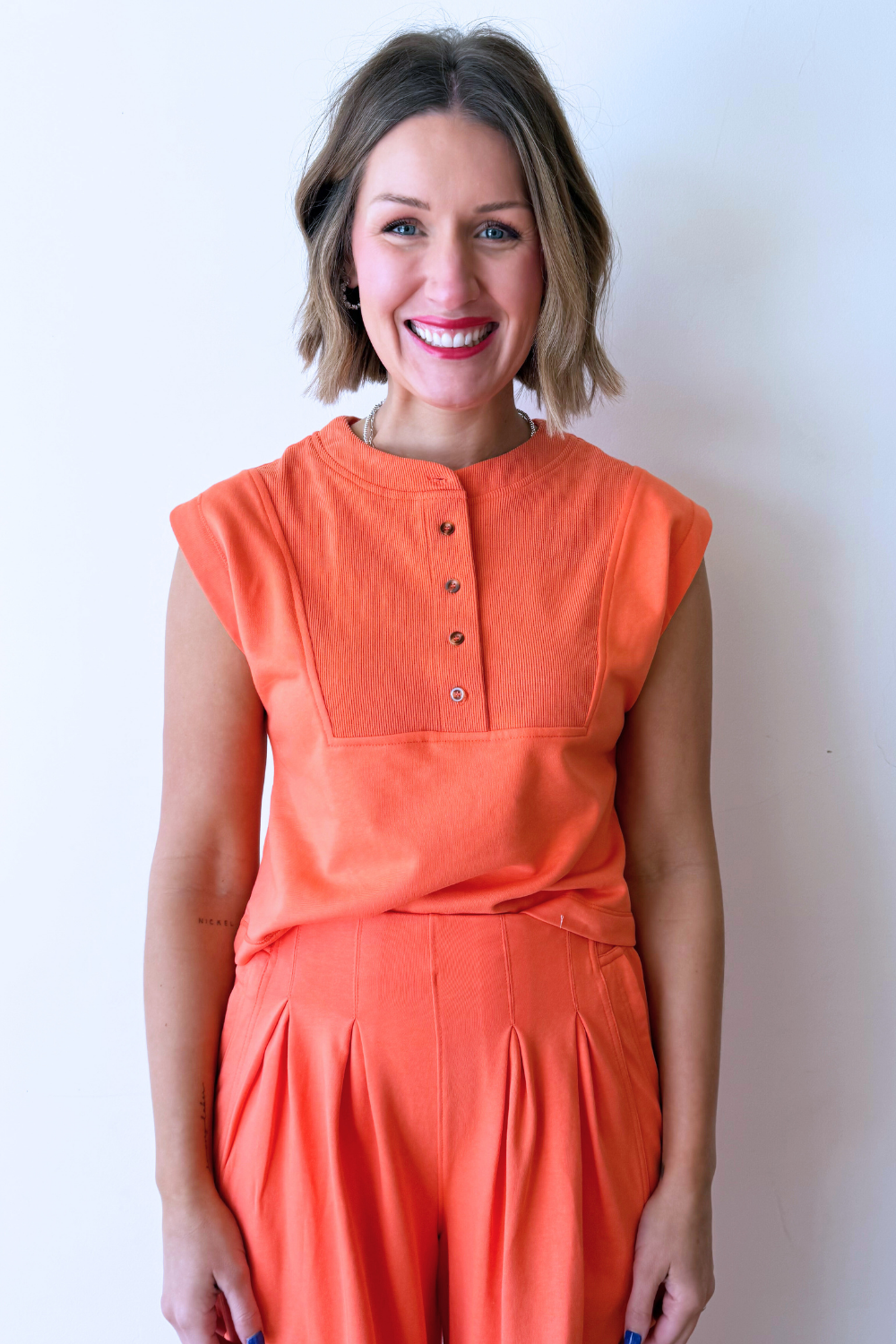 Buttoned Placket Knit Summer Top - The 308 Boutique