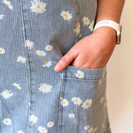 Relaxed Fit Daisy Print V Neck Denim Dress - The 308 Boutique