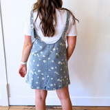 Relaxed Fit Daisy Print V Neck Denim Dress - The 308 Boutique