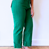 High Rise Wide Crop Cuffed Leg