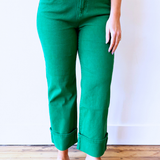 High Rise Wide Crop Cuffed Leg