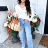 Lace Trim V Neck Top