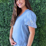 V Neck Puff Sleeve Top
