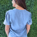 V Neck Puff Sleeve Top