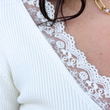 Lace Trim V Neck Top