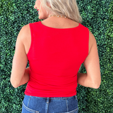 Double Layered Square Neck Wide Strap Tank