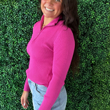 Quarter Zip Turtleneck Top