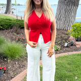 Twist Front Sleeveless Sweater Top