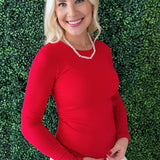 Double Layered Round Neck Fitted Long Sleeve