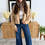 All Day Cropped Suede Jacket