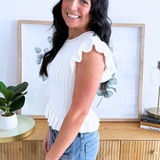 Ruffled Hem Ribbed Knit Top