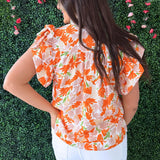 Flowy Sleeve Floral Print V-Neck