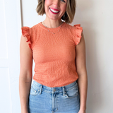 Textured Jersey Ruffle Sleeve Tee