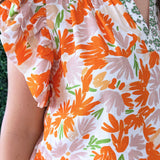 Flowy Sleeve Floral Print V-Neck