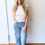 Textured Jersey Ruffle Sleeve Tee